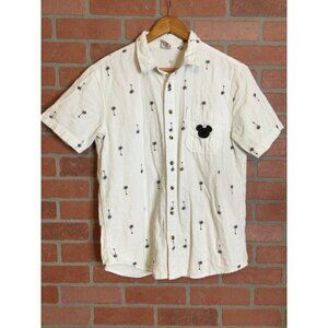 Junk Food Embroidered Disney Mickey Mouse Palm Button-Up Shirt White Size Medium